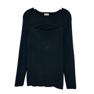 Torn Ronny Kobo Womens Black Cut Out Long Sleeve Ribbed Knit Tunic Top Sz Small